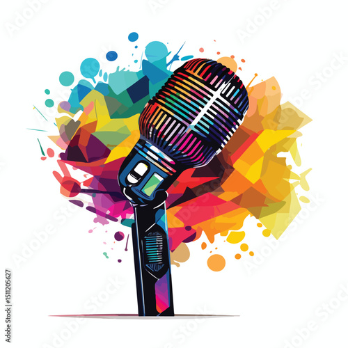 Professional Isolated Microphone Music Concept Design Stock Photo