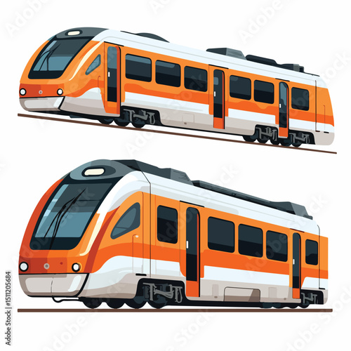 Professional Isolated Train Vehicle Design Vector for Transportation Projects
