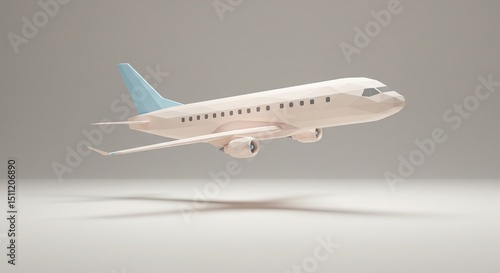 Low-Poly Airplane Model Clean Design for Aviation Projects