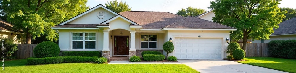 custom made wallpaper toronto digitalCharming suburban single family home with mature landscaping, inviting front porch, and attached garage Perfect for family living, peaceful neighborhood Ideal for real estate listings , garage, lawn