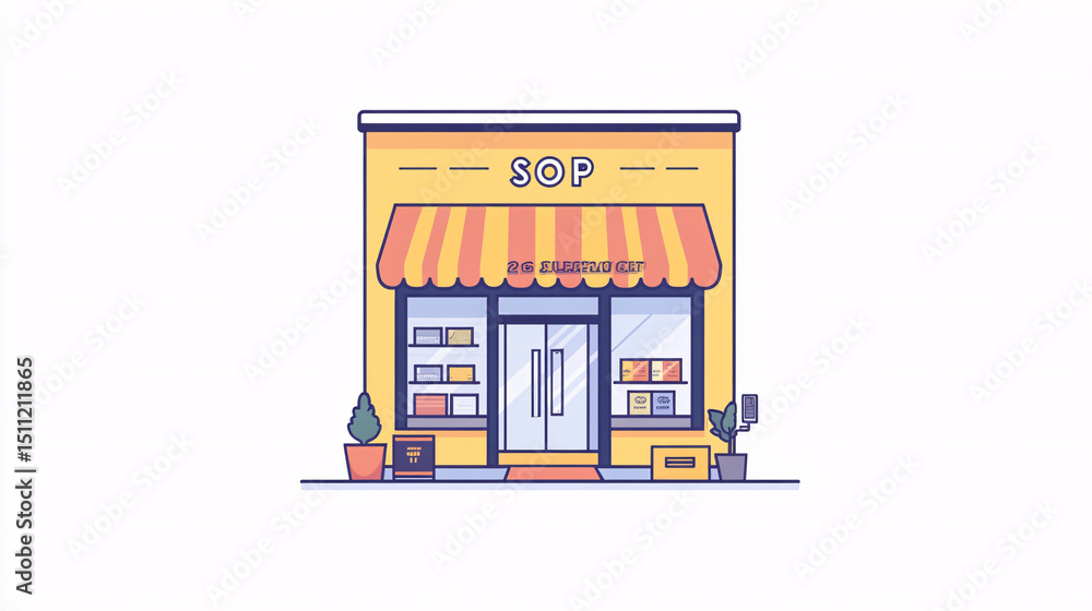 Obraz premium Small Shop Exterior Illustration.