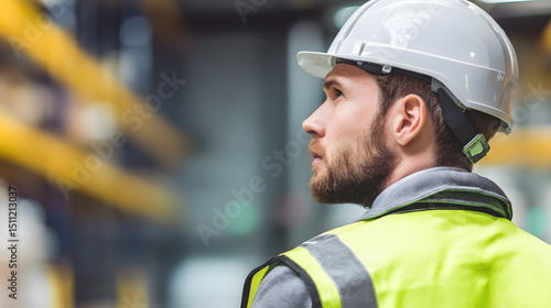 Wallpaper Mural A worker in a modern warehouse aisle, focused and efficient in a dynamic logistics environment Torontodigital.ca