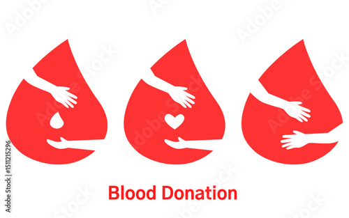 simple illustration for blood donor day. blood drop with hands. blood drop with embracing hands. blood donation. 14 june blood donor day