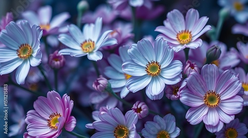 Pink and purple flowers bloom in nature the beauty of spring with delicate petals and vibrant blossoms.