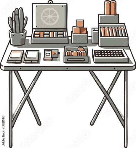 Organized Craft Fair Display Table with Assorted Goods