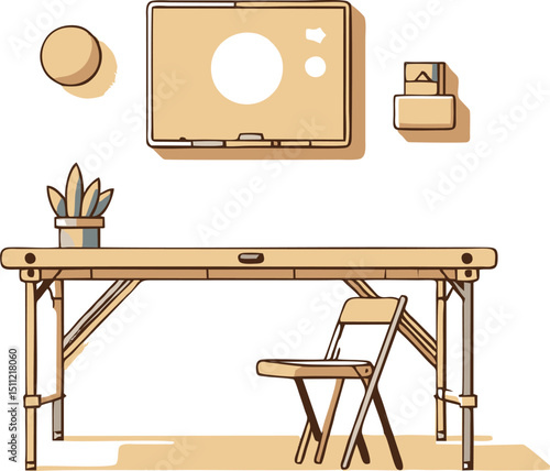 Minimalist Home Office Workspace Illustration