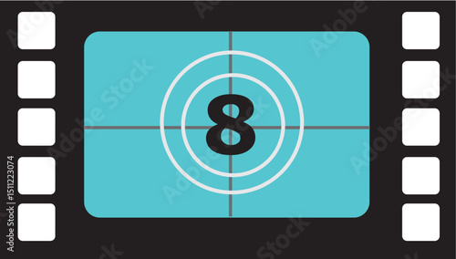 Vintage Film Countdown Eight Seconds to Action