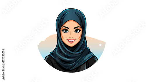 trendy hijab fashion avatar illustration
