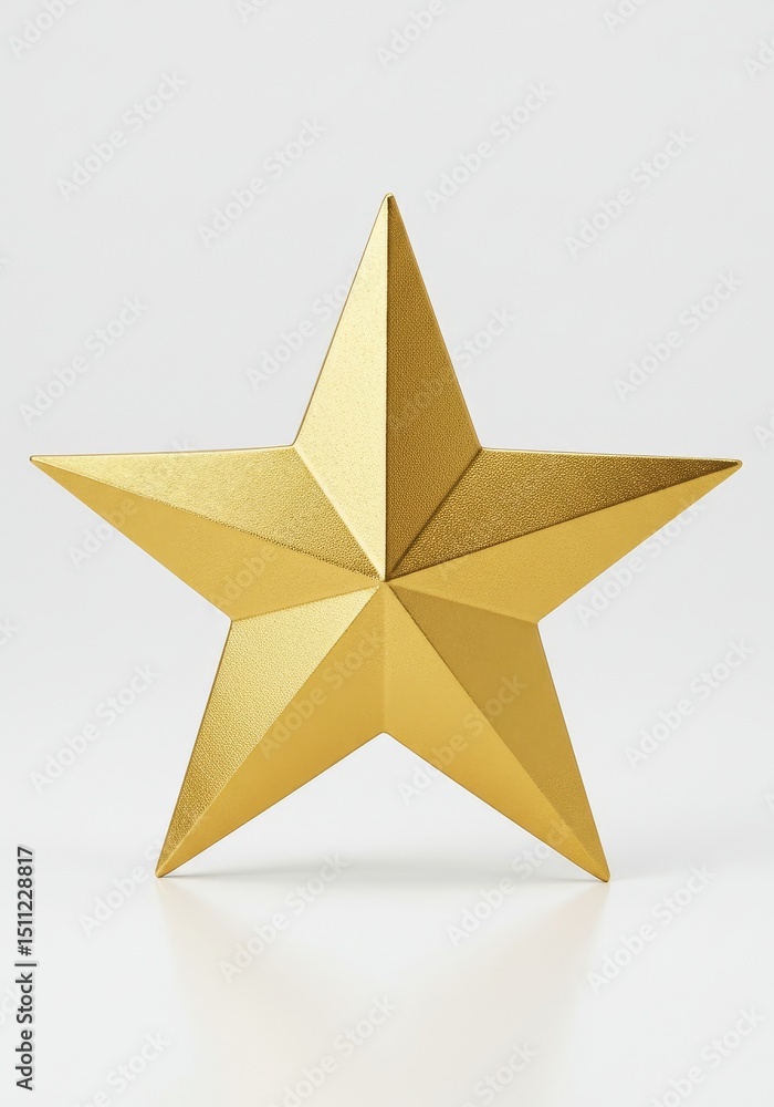 Obraz premium Golden Shiny Star Decoration on White Background Studio Shot