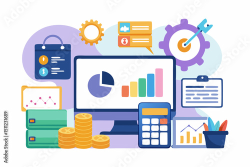 
Business person interacting with a futuristic digital marketing interface, showcasing online advertising analytics, data charts, email marketing, and campaign performance metrics on a virtual screen.
