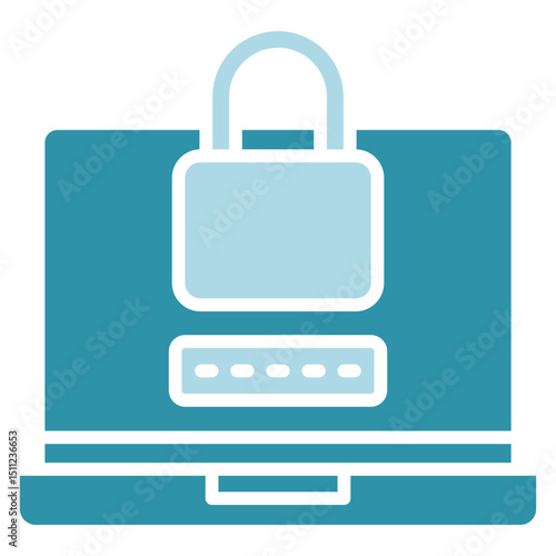 Lock Screen dual tone blue color, mini illustration icon. use for modern concept, print, UI, UX kit, web and app development. Vector related to account management, ecommerce, banking and finance.