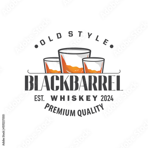 simple minimalist whiskey logo design, bourbon drink design old retro vintage ornament illustration symbol brand product template, business, bar, cafe, restaurant
