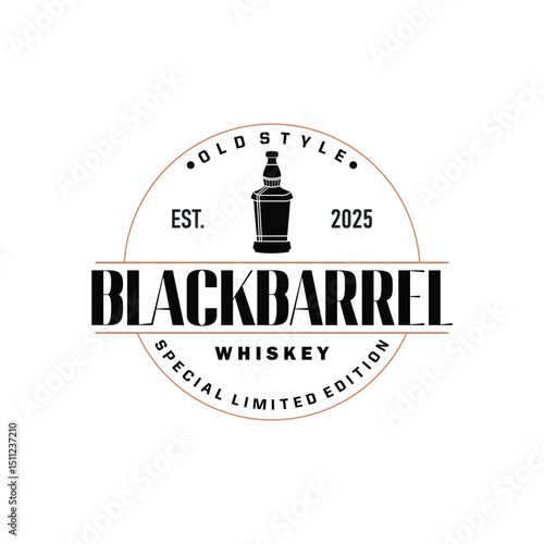 simple minimalist whiskey logo design, bourbon drink design old retro vintage ornament illustration symbol brand product template, business, bar, cafe, restaurant
