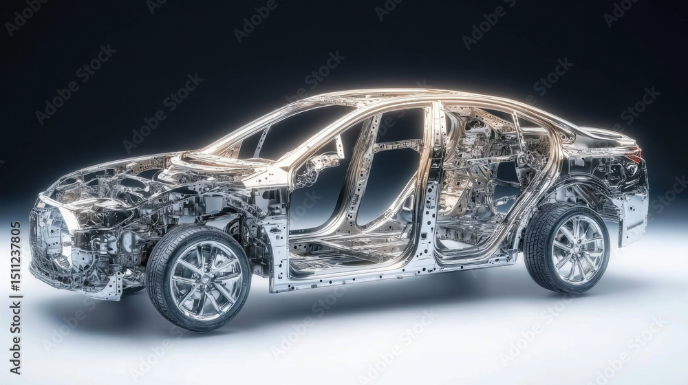 metallic car frame showcasing structure and design elements highlighting engineering and build quality metallic car frame showcasing structure and design elements highlighting engineering and build quality