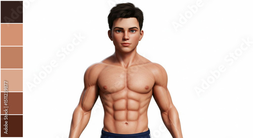 Realistic Male Muscular Torso 3D Model High-Resolution Anatomy Illustration for Digital Art and Design