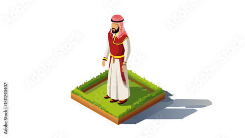 Youthful Arab Royal Prince Vector Art
