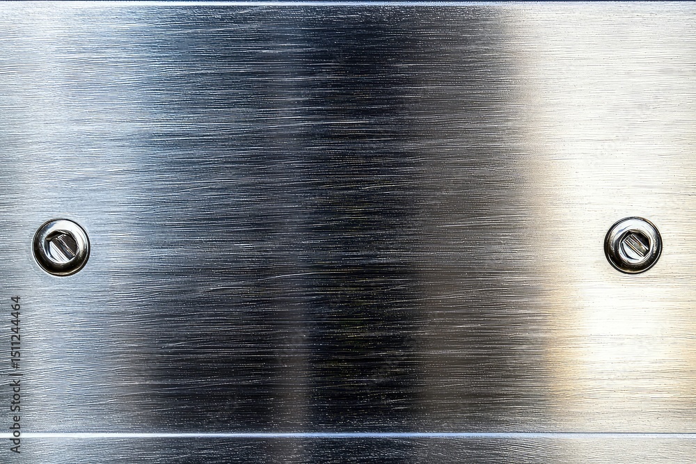 Obraz premium Gray brushed metal plate, stainless steel texture, industrial background, dark metallic surface