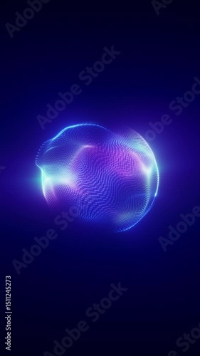Glowing abstract energy sphere pulsing with light on dark background, vertical sci-fi animation for AI, space or futuristic power visuals in 4K.
