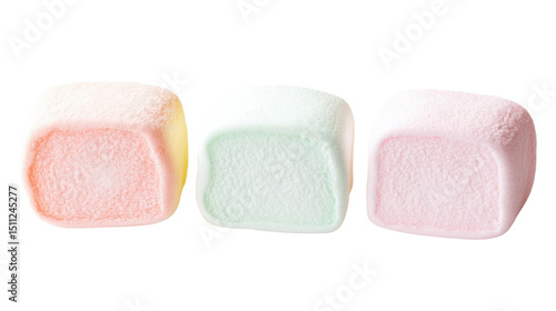 Three delicious marshmallows on white background 