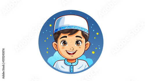 Friendly Islamic Child Profile Vector

