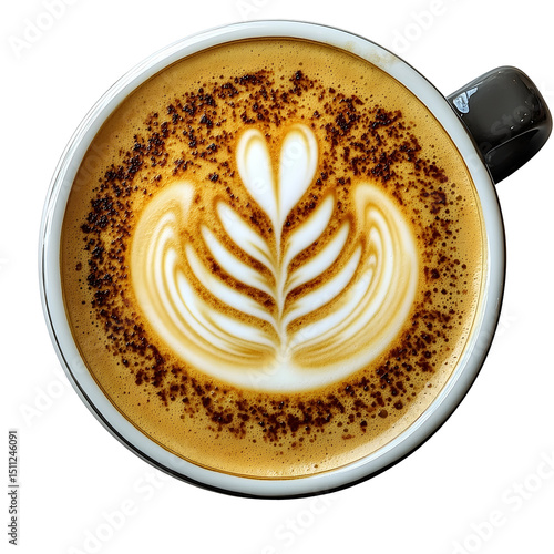 Cappuccino latte art overhead close up of coffee drink