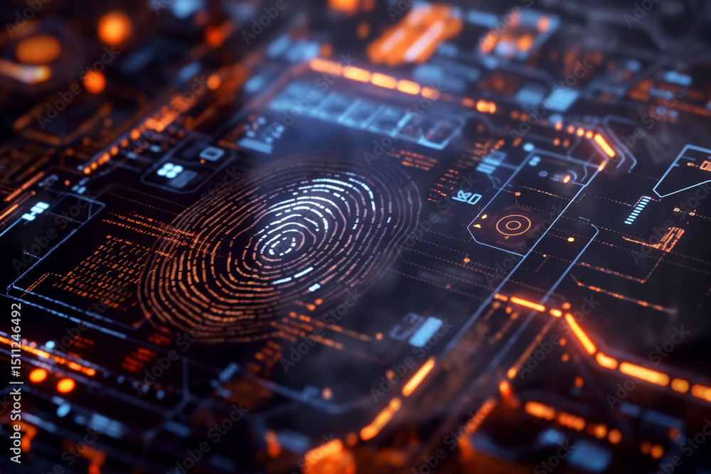 Cybersecurity Fingerprint Scan Interface Cybersecurity Fingerprint Scan Interface
