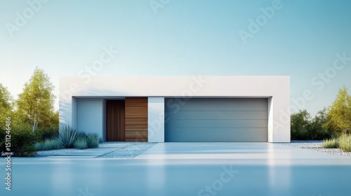 Minimal architecture is depicted contemporary white house