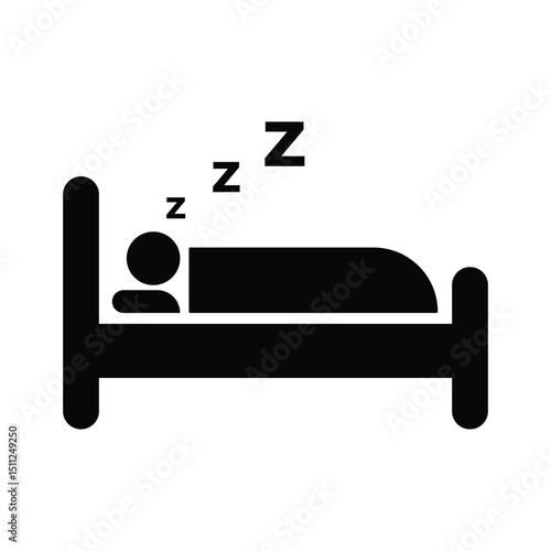 Sleeping on bed icon, Hotel and motel sign isolated on white background