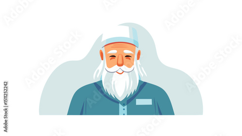 Muslim Elder with Prayer Beads Illustration
