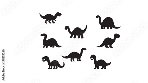 Adorable dinosaur silhouettes collection cute prehistoric animals