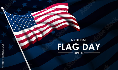 Flag Day In United States June 14 Background Vector Illustration