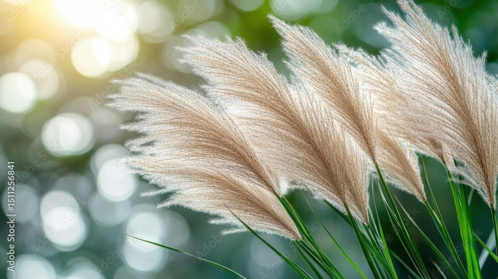Close Up of Ornamental Pampas Grass against Bokeh Background in Summer Close Up of Ornamental Pampas Grass against Bokeh Background in Summer
