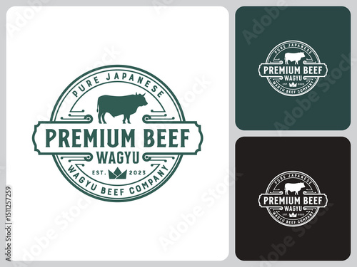 premium meat farm logo vector