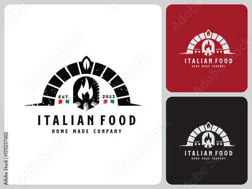 hot pizza oven logo vector