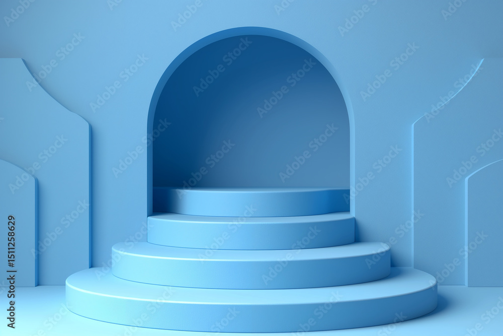 A blue archway with steps leading up to it A blue archway with steps leading up to it