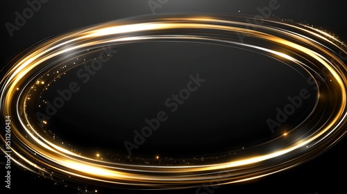 Oval frame with golden light streaks