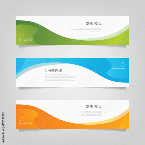 Abstract wavy geometric banner. Trendy gradient shapes composition. Modern vector design illustration