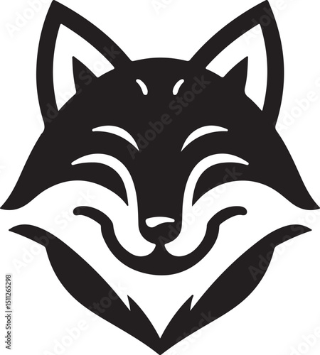 Confident Fox Head Silhouette with Smirking Expression