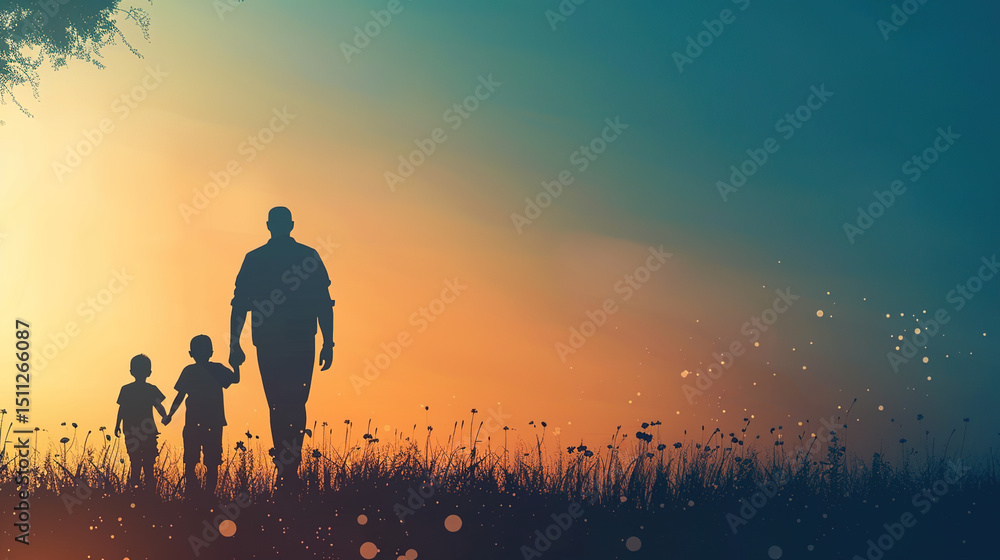 Fototapeta premium Father's Day Gradient Color Background: Modern Vector Art Blending Warm Tones with Paternal Sentiment.