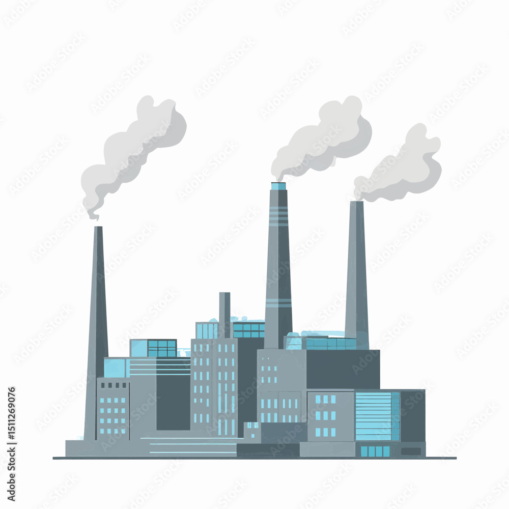 Obraz premium Industrial Complex Pollution, Manufacturing, and Urban Development