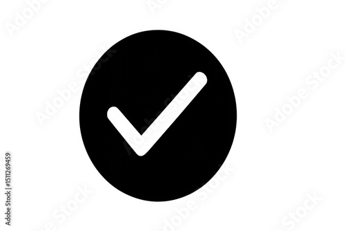 Check mark symbol signifying approval, validation, confirming task completion against clean transparent surface