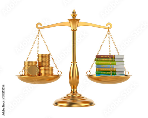 Books and money on scale. I...