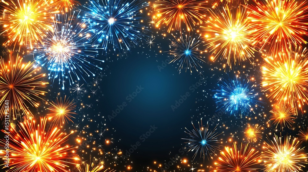Fototapeta premium Fireworks explosion background