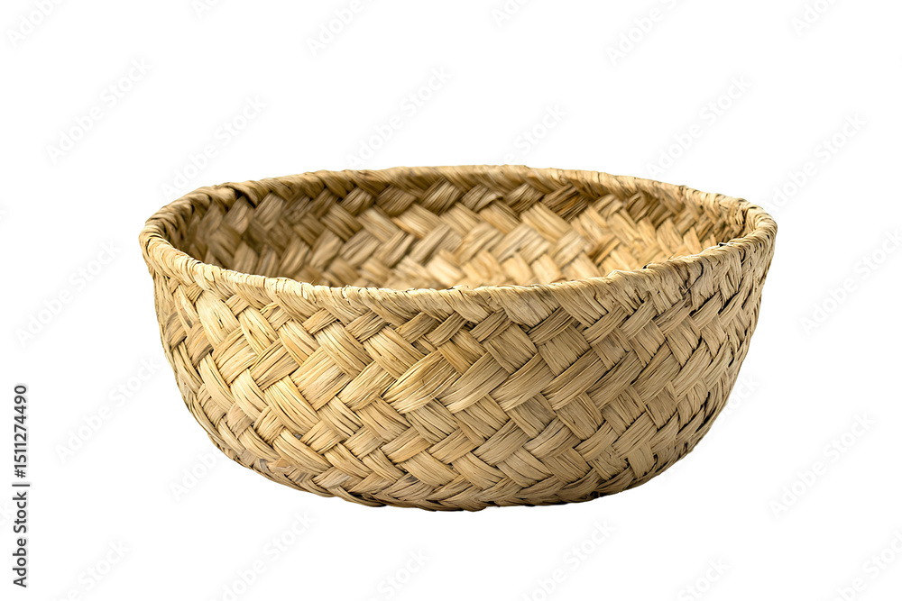 Wicker basket on transparent background. Empty wicker basket. Wicker basket on transparent background. Empty wicker basket.