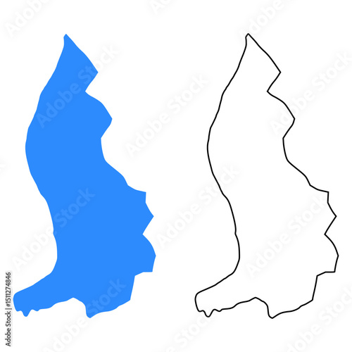 Map of Liechtenstein. Detailed outline and blue silhouette	