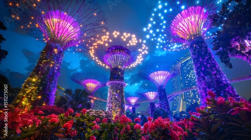 A futuristic view of Marina Bay Sands and Gardens