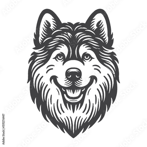 Wallpaper Mural Vintage Hand-Drawn Siberian Husky Illustration – Dog With Tongue Out Engraved Style Vector for T-Shirts Posters Stickers and Pet Themes Apparel Torontodigital.ca