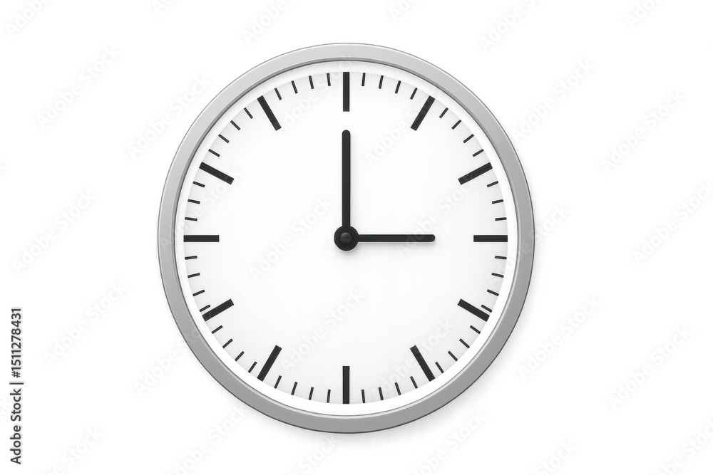 Silver rimmed clock showing eight o'clock, isolated on transparent background, perfect for time management concepts Silver rimmed clock showing eight o'clock, isolated on transparent background, perfect for time management concepts