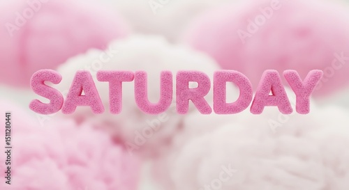 Pink Saturday Word Art on Blurred Background