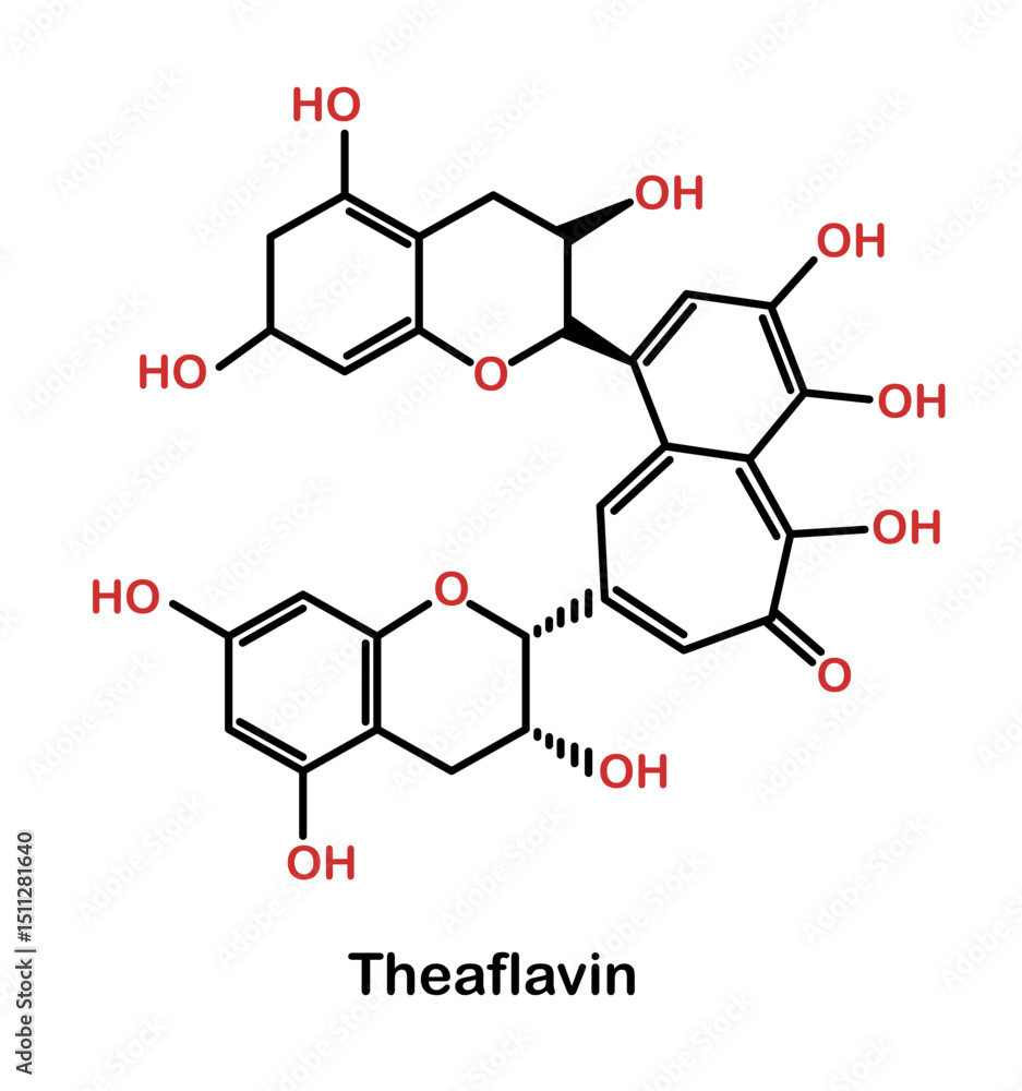 Chemical structure of theaflavin Chemical structure of theaflavin